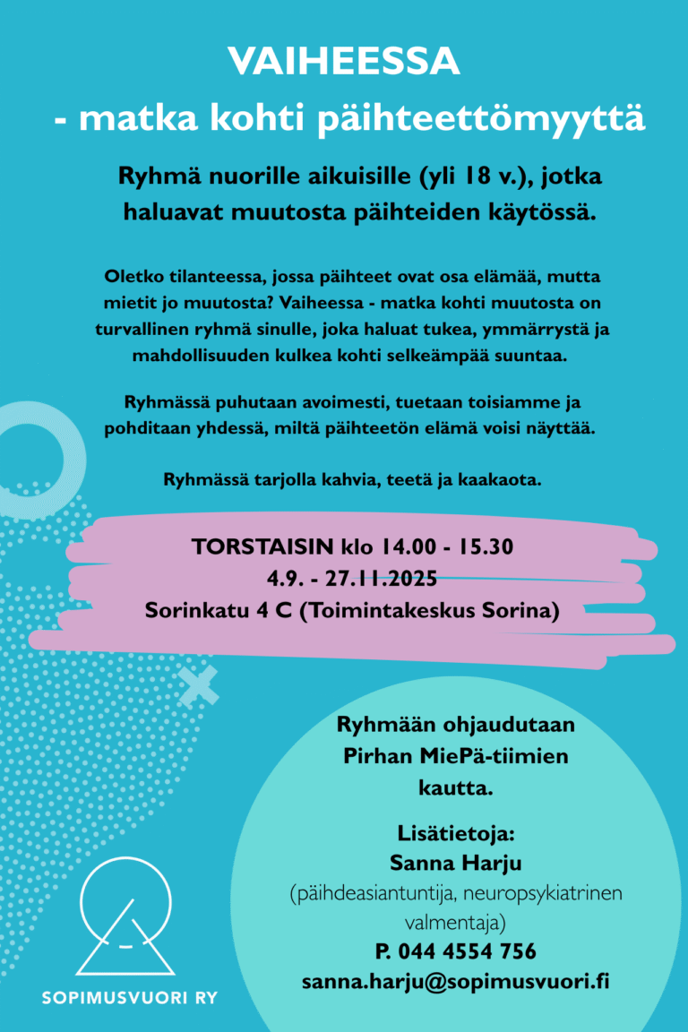 Vaiheessa-ryhmän mainos. Samat tiedot verkkosivuilla tekstinä.