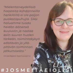 Toiminnanjohtaja Christa Rajannin kuva sekä lyhyt sitaatti tekstistä.